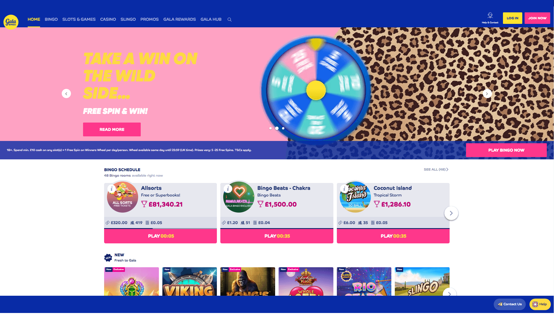 Gala Bingo website interface