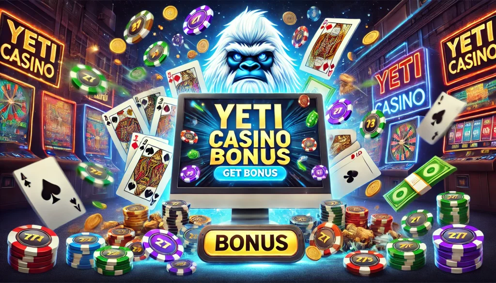 Yeti Casino Banner Get Bonus.