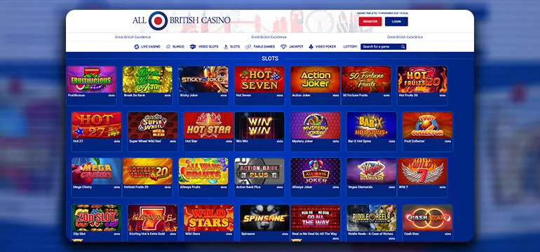 all british casino list of games.