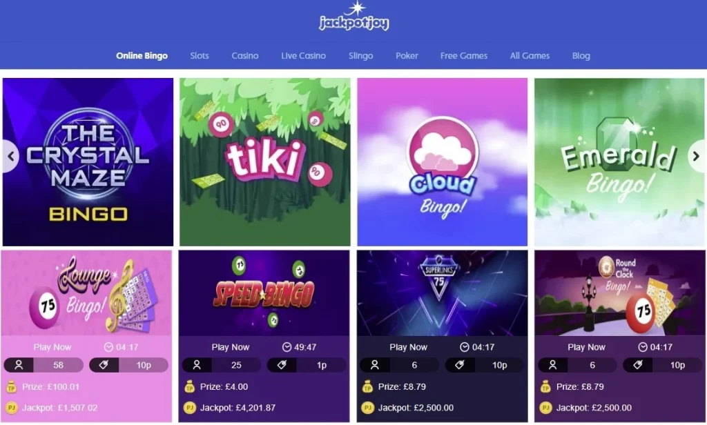 JackpotJoy Casino website interface.