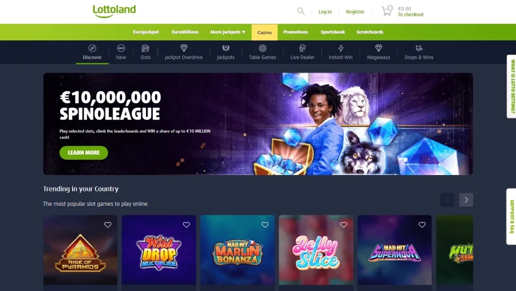 Lottoland casino website interface.