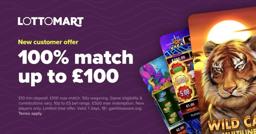 Lottomart Casino New Customer Offer Banner.