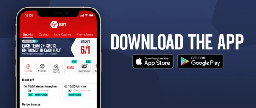 Virgin Bet Banner Mobile App.